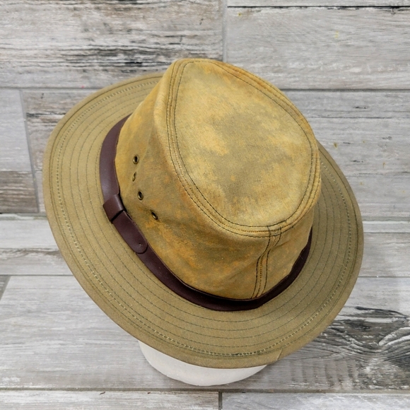 Vintage C.C. FILSON Co. Tin Cloth Bonded Leather Packer Hat - Picture 6 of 16